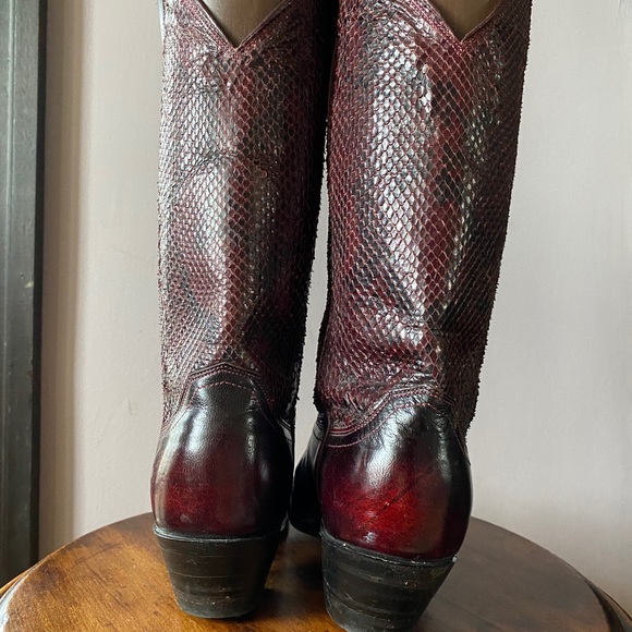 Justin western boots in Burgundy leather - Picture 4 of 7